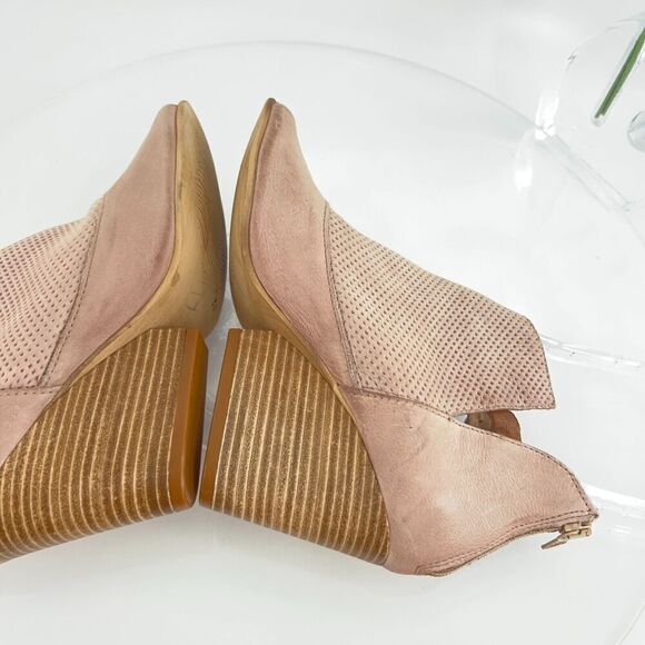 Miz Mooz Knox Sandal Women 38 8 Blush Pink Leather Wedge Boho Open Toe Bootie - Picture 11 of 16